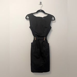 Black sleeveless midi dress